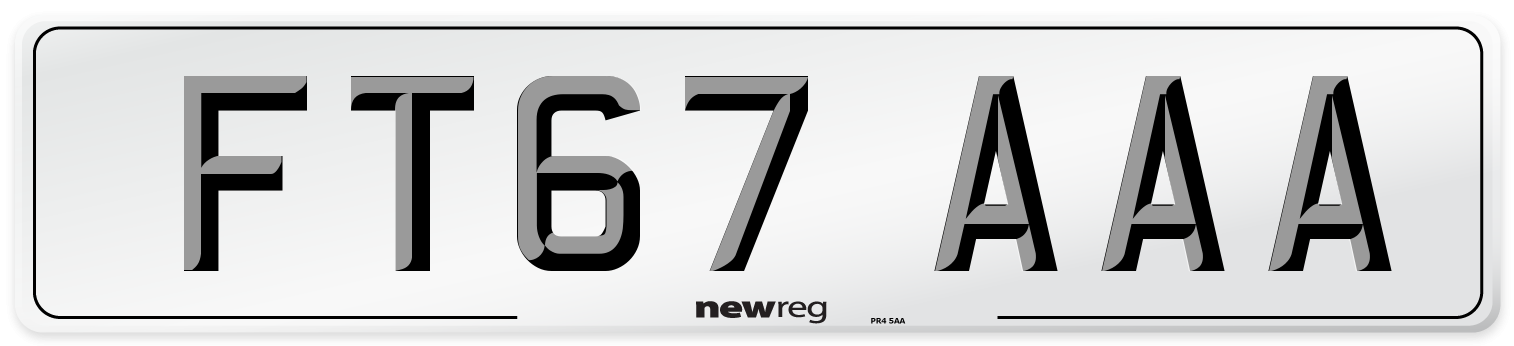 FT67 AAA Number Plate from New Reg
